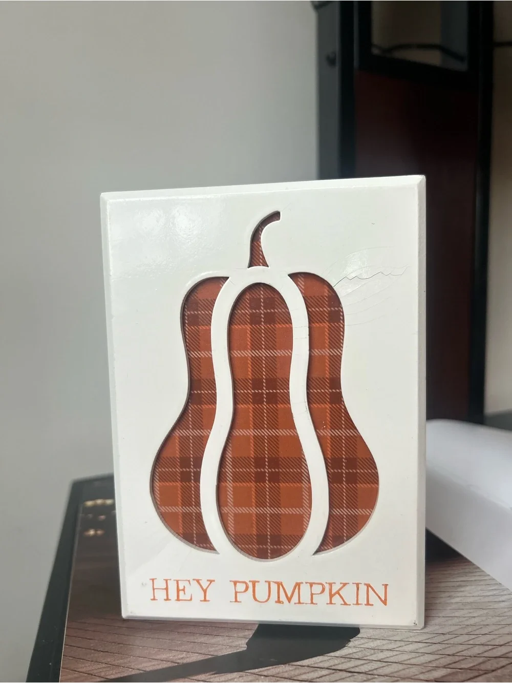 Hey Pumpkin Plaid Gourd Wall Decor - Orange